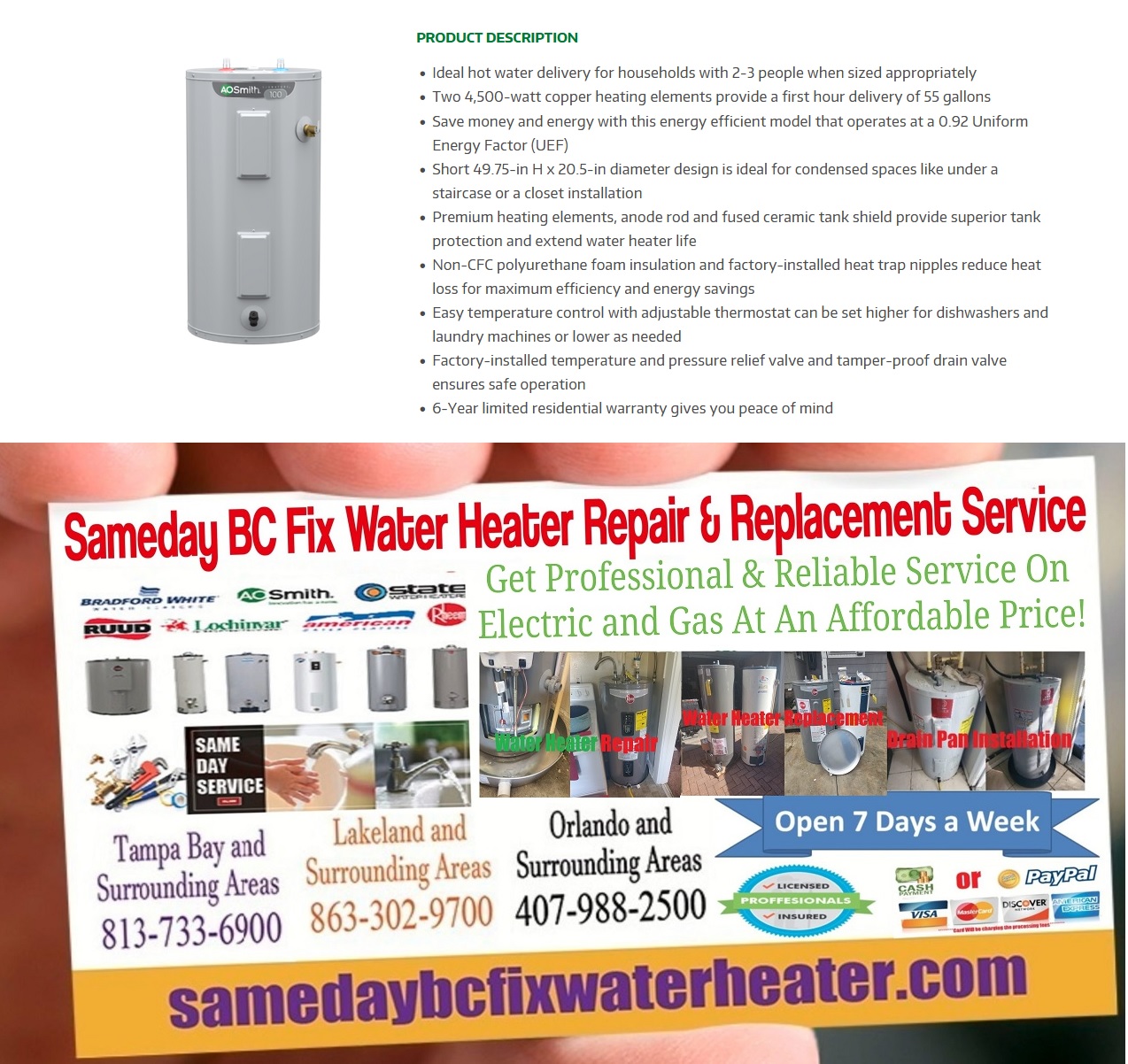 A.O. Smith E6-40R45DV Signature 100 Series 40 Gallon Electric Water Heater Overview