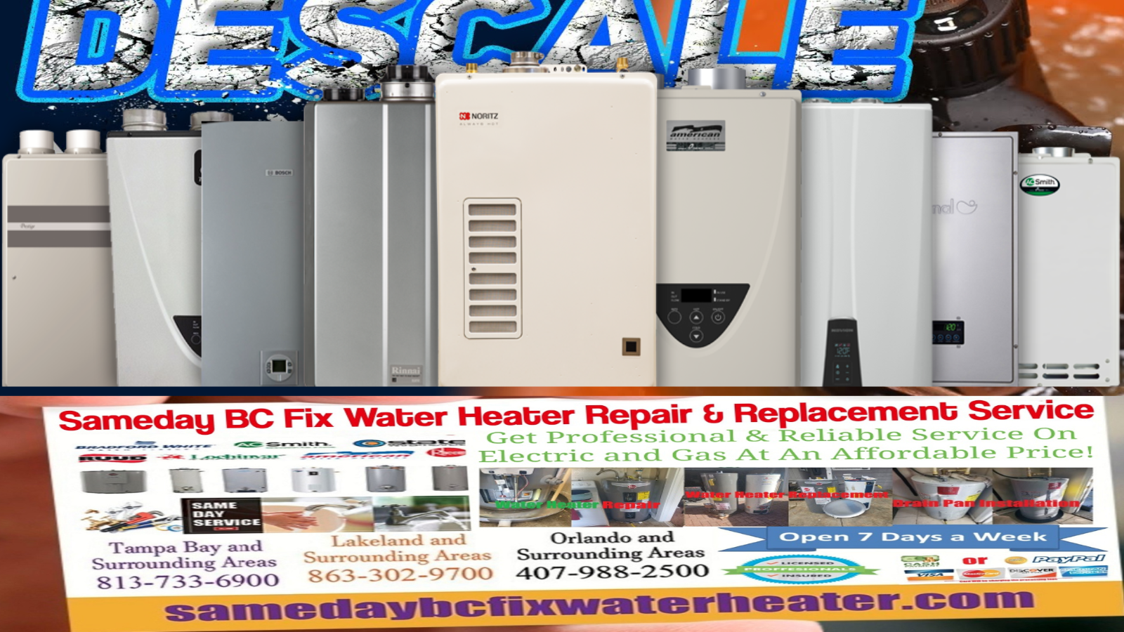 Electric or Gas Tankless Water Heaters Repair Service Near Me