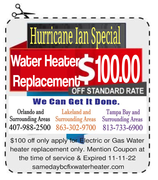 Hurricane Ian Water Heater Replacement coupon codeSpecial