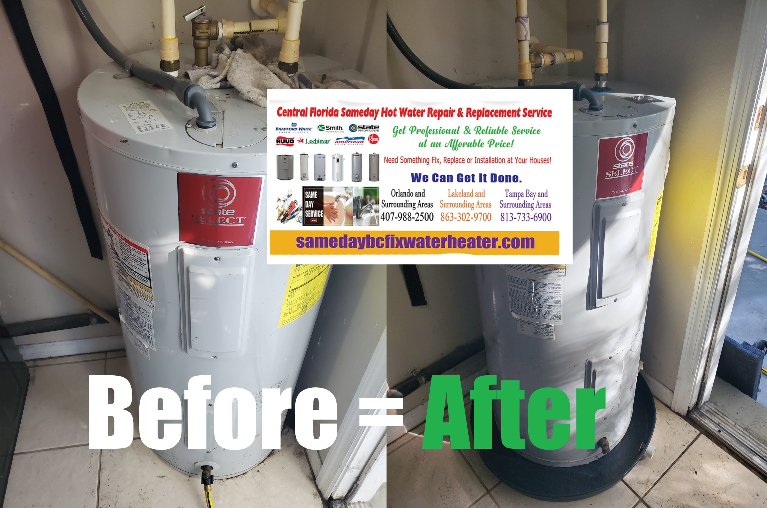 water heater drain drip pan installation service before and after